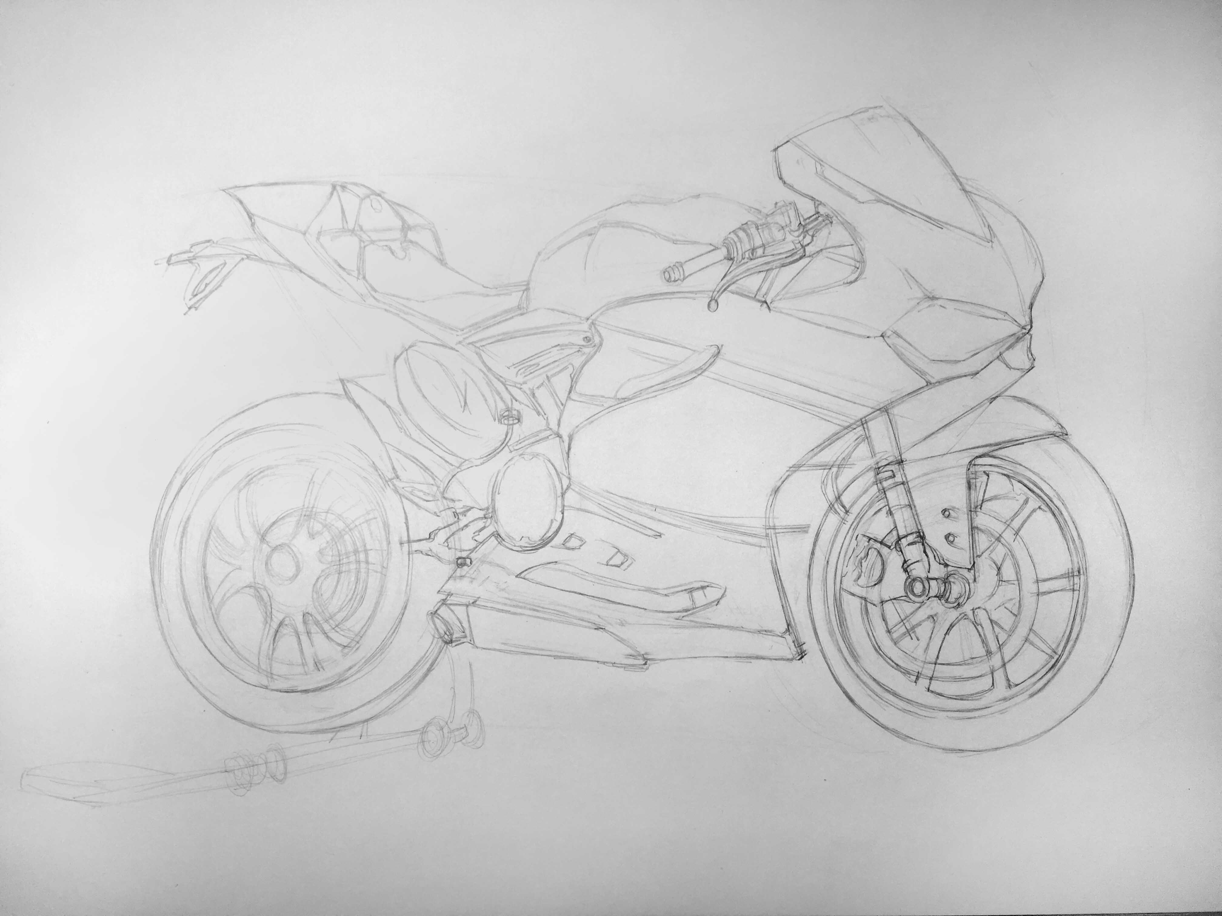 素描摩托车简单图片